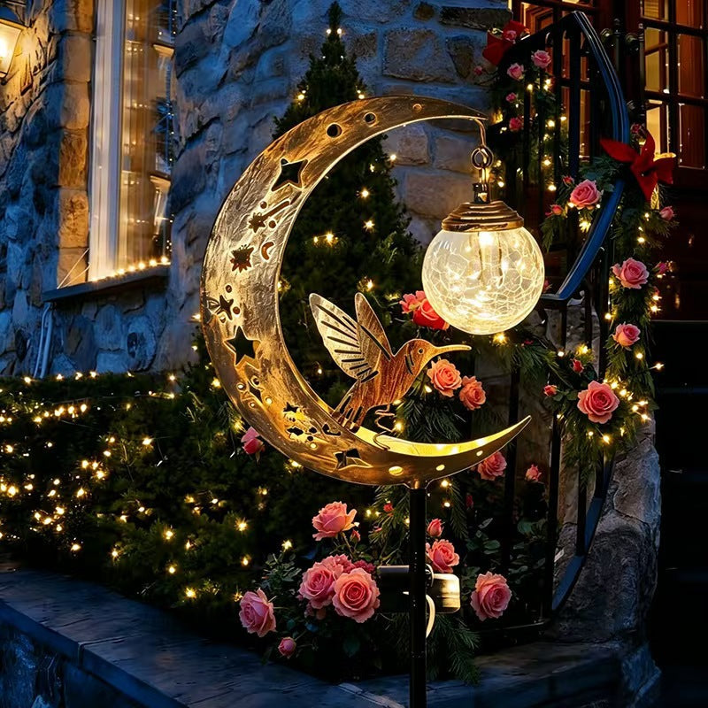 Halloween Half Moon Cat Solar Garden Lantern | Kelmera