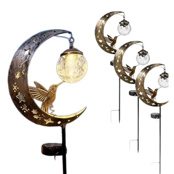 Halloween Half Moon Cat Solar Garden Lantern | Kelmera
