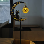 Halloween Half Moon Cat Solar Garden Lantern | Kelmera