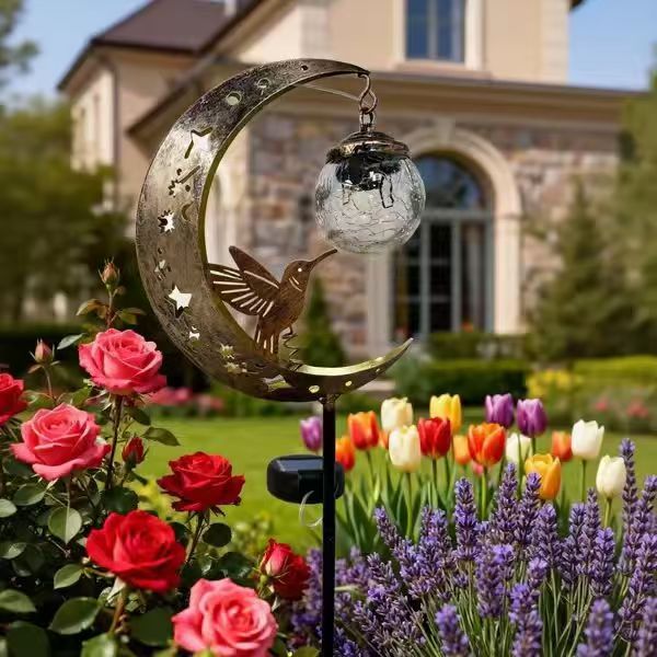 Halloween Half Moon Cat Solar Garden Lantern | Kelmera
