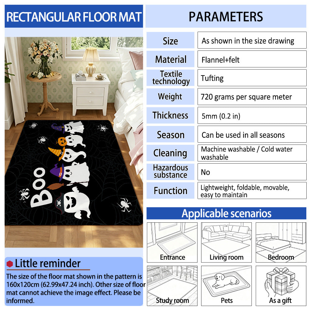 Halloween-Themed Area Rug Soft Textile Non Slip | Kelmera