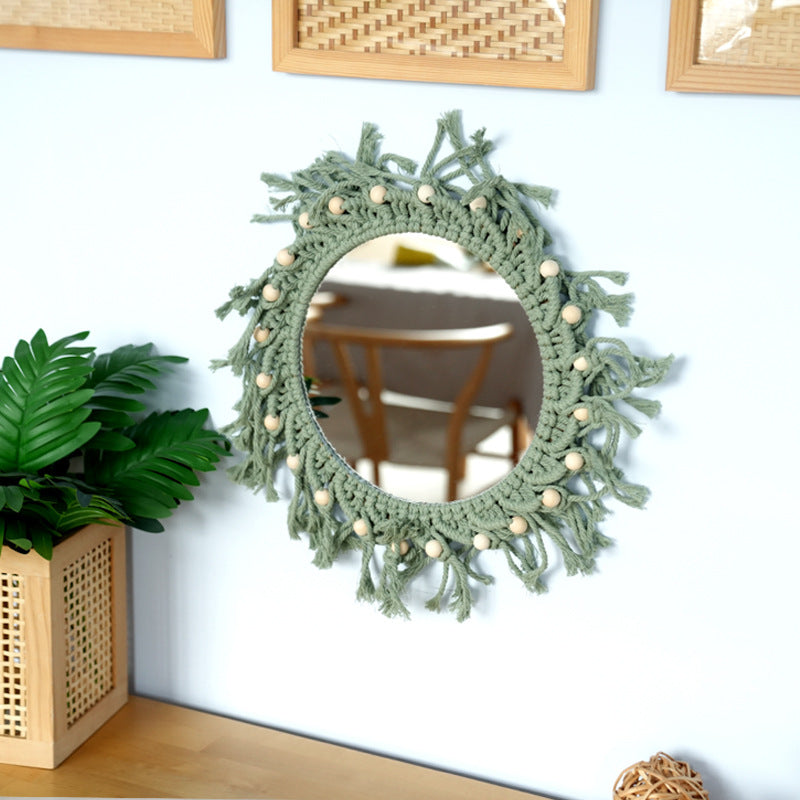 Hand-Knotted Mirror with Macrame Border | Kelmera