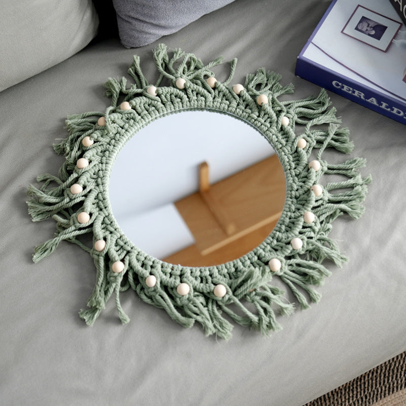 Hand-Knotted Mirror with Macrame Border | Kelmera