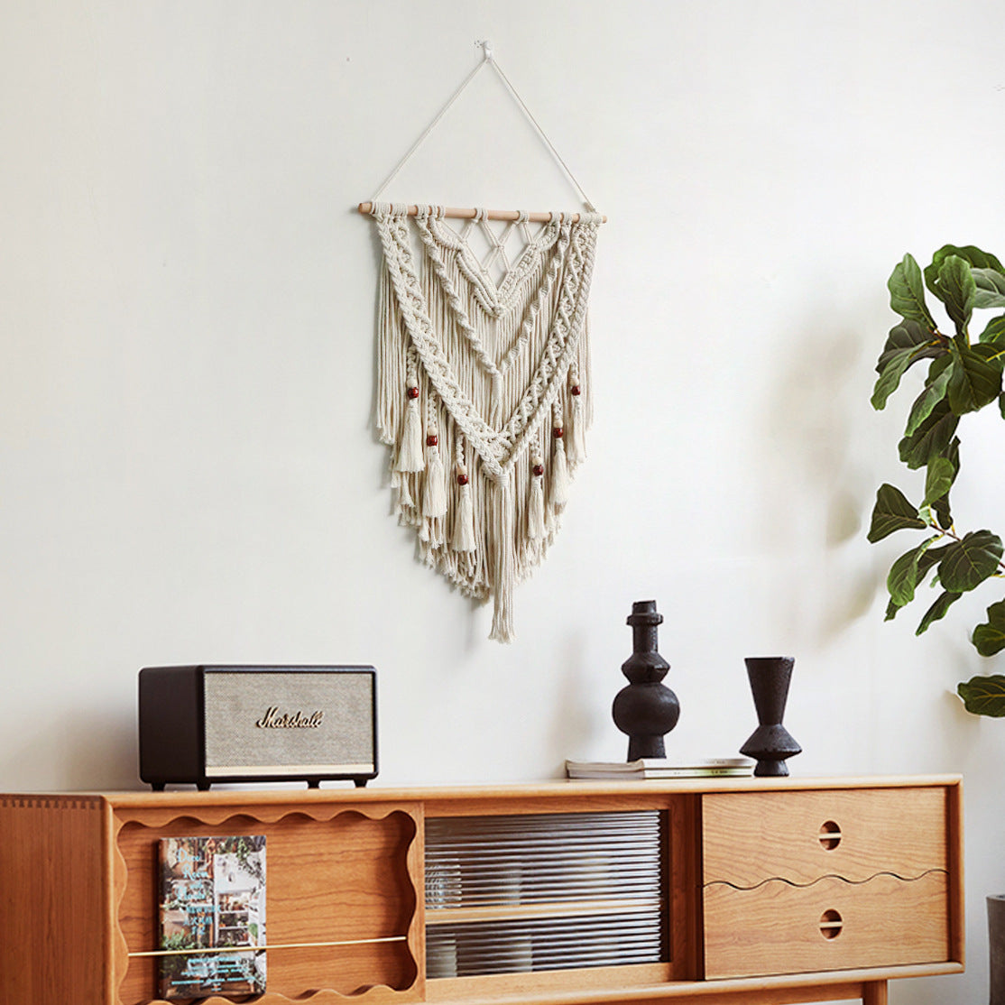 Hand-Woven Macrame Wall Hanging with Decorative Tassels | Kelmera