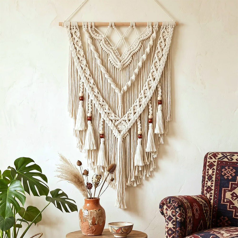 Hand-Woven Macrame Wall Hanging with Decorative Tassels | Kelmera