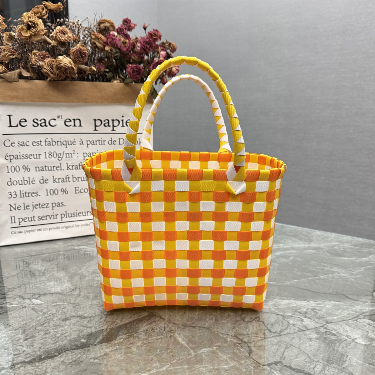 Handbag Yellow White Beige | Kelmera