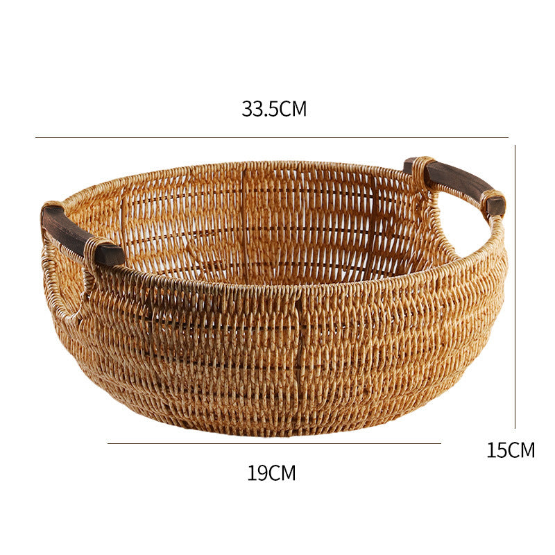 Handcrafted Braided Storage Basket with Wooden Handles | Kelmera