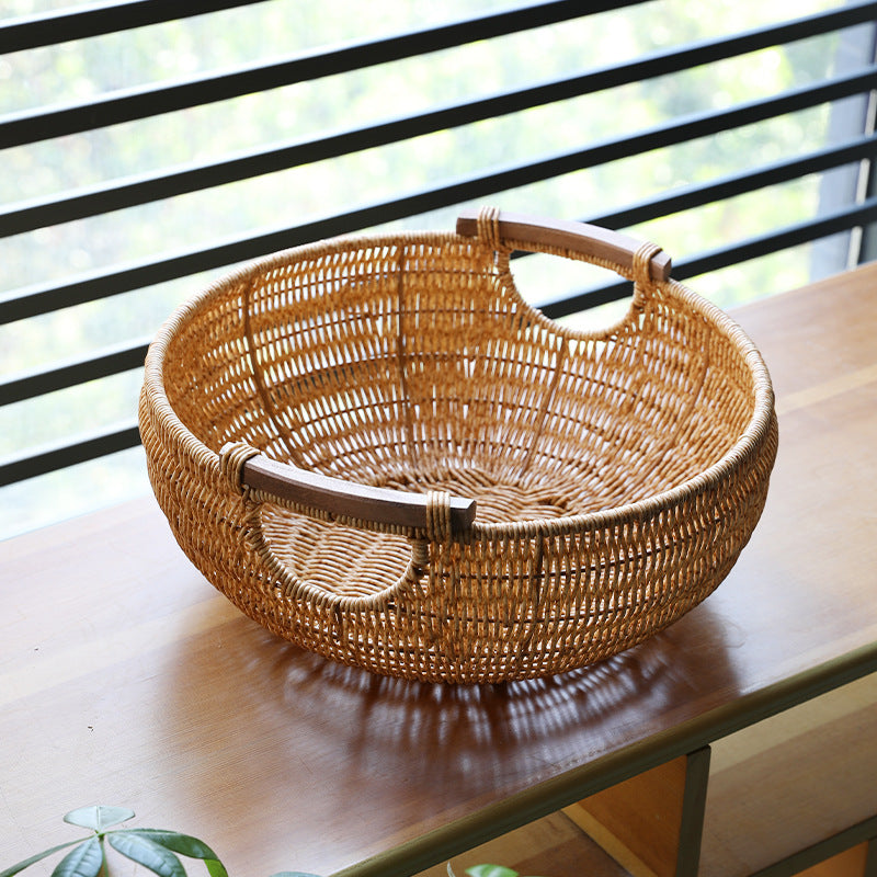 Handcrafted Braided Storage Basket with Wooden Handles | Kelmera