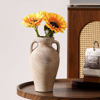 Handcrafted Ceramic Vase Beige Black | Kelmera