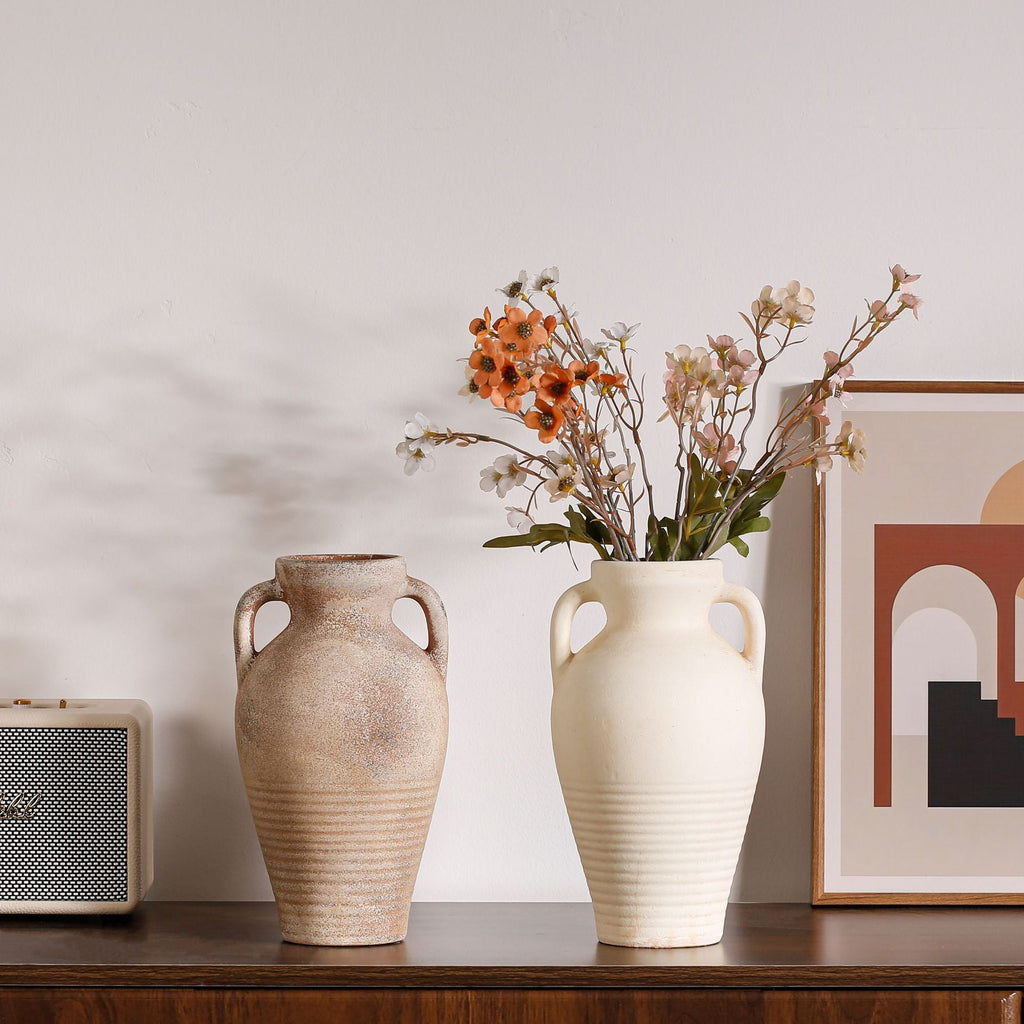 Handcrafted Ceramic Vase Beige Black | Kelmera