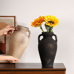Handcrafted Ceramic Vase Beige Black | Kelmera