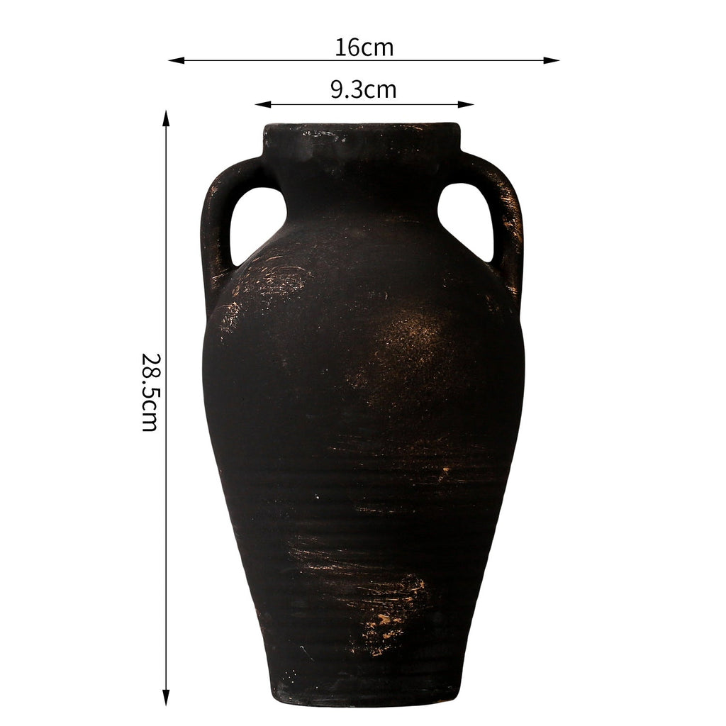 Handcrafted Ceramic Vase Beige Black | Kelmera