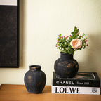 Handcrafted Ceramic Vase Black Show Details Beige | Kelmera