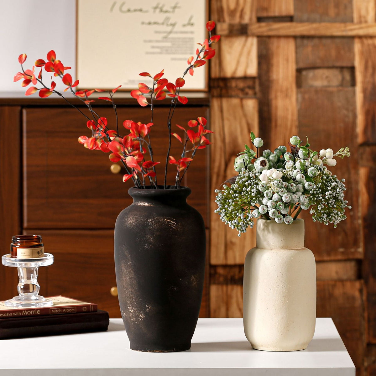 Handcrafted Ceramic Vase Blackgold Beige Red | Kelmera
