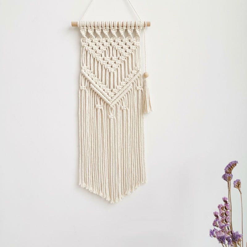 Handcrafted Macrame Wall Hanging Wood Hat Green | Kelmera