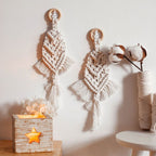 Handcrafted Macrame Wall Hanging Wood Hat Green | Kelmera