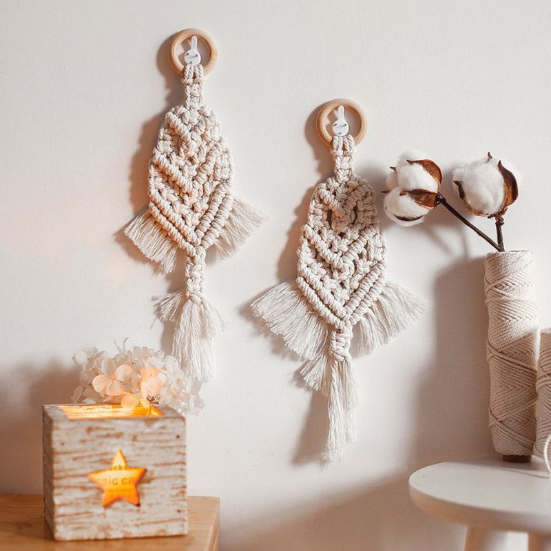 Handcrafted Macrame Wall Hanging Wood Hat Green | Kelmera