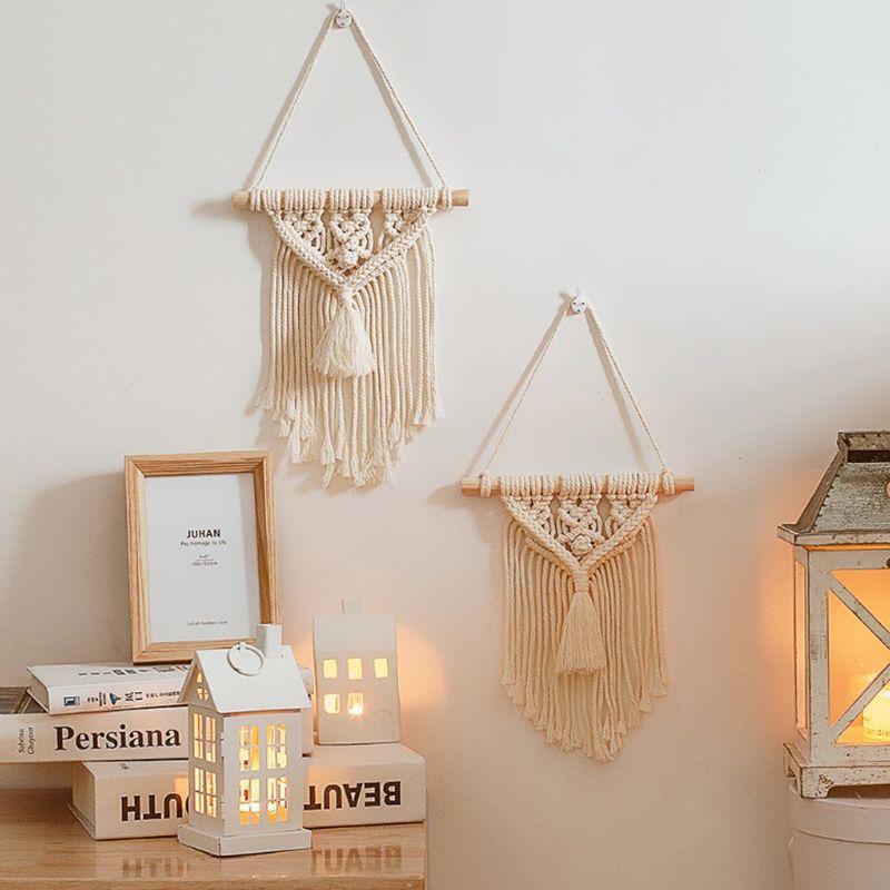 Handcrafted Macrame Wall Hanging Wood Hat Green | Kelmera