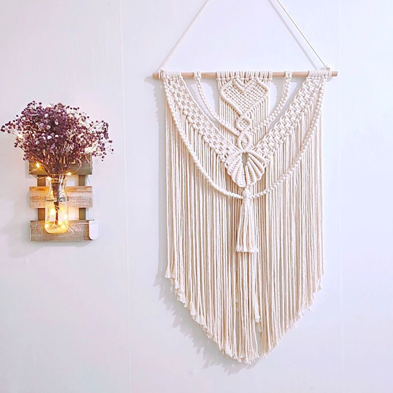 Handcrafted Macrame Wall Hanging Wood Hat Green | Kelmera