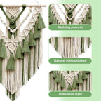 Handcrafted Macrame Wall Hanging Wood Hat Green | Kelmera