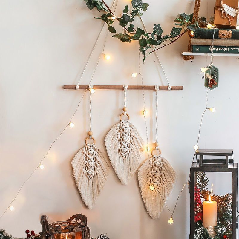 Handcrafted Macrame Wall Hanging Wood Hat Green | Kelmera