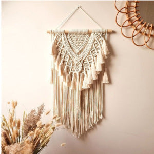 Handcrafted Macrame Wall Hanging Wood Hat Green | Kelmera