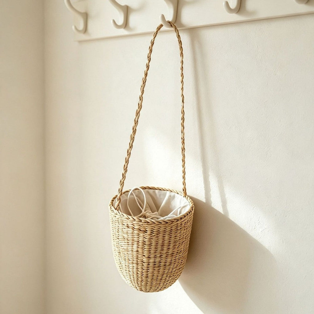 Handcrafted Natural Fiber Hanging Storage Basket | Kelmera