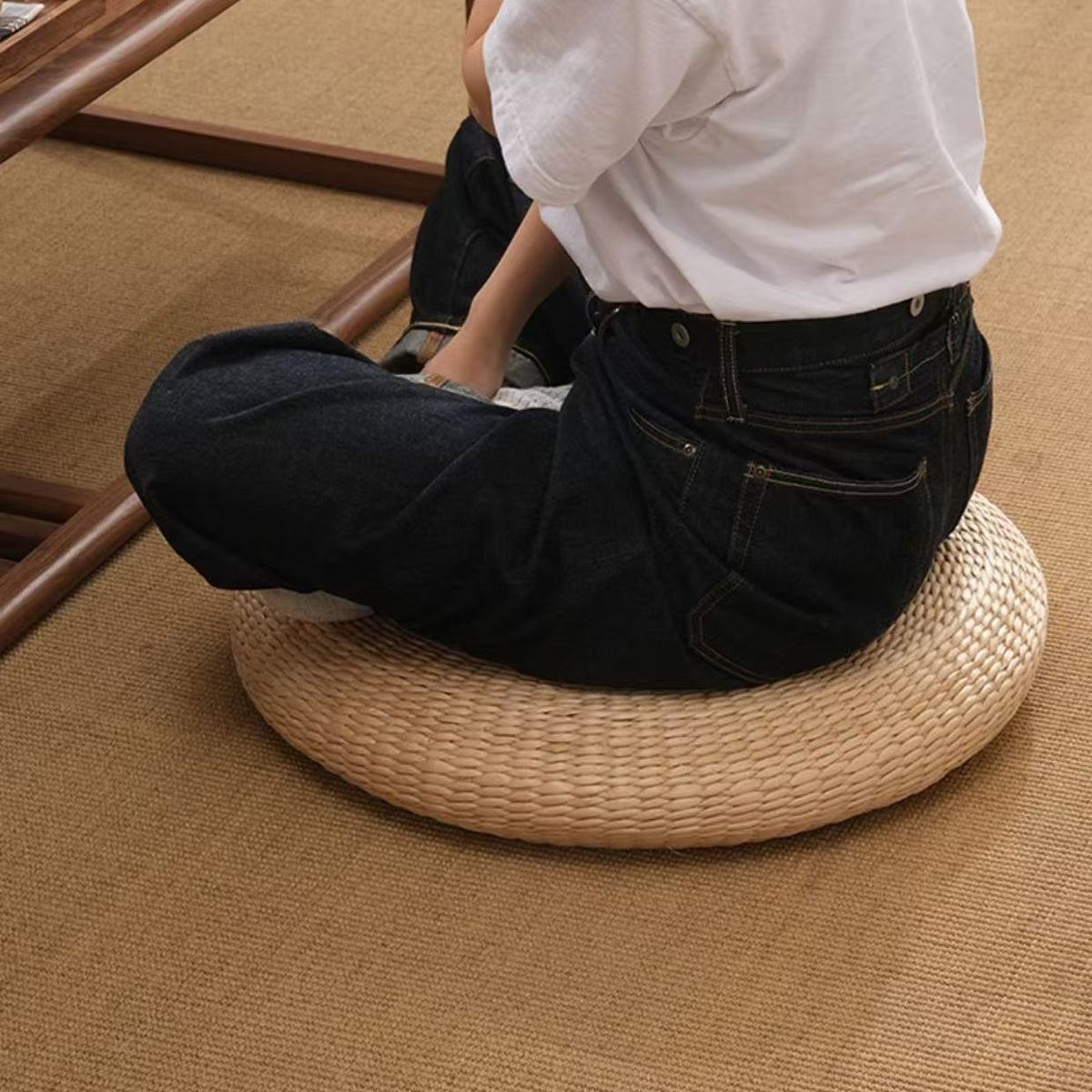 Handcrafted Natural Fiber Pouf | Kelmera