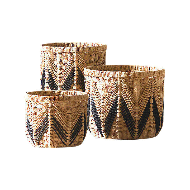 Handcrafted Natural Fiber Storage Basket Brown Khaki | Kelmera