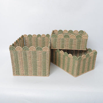 Handcrafted Natural Fiber Storage Basket Brown Khaki | Kelmera