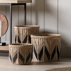 Handcrafted Natural Fiber Storage Basket Brown Khaki | Kelmera