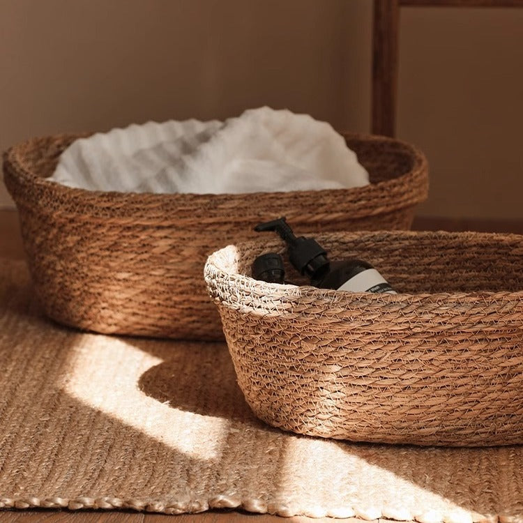 Handcrafted Storage Basket made of Natural Materials Oval | Kelmera