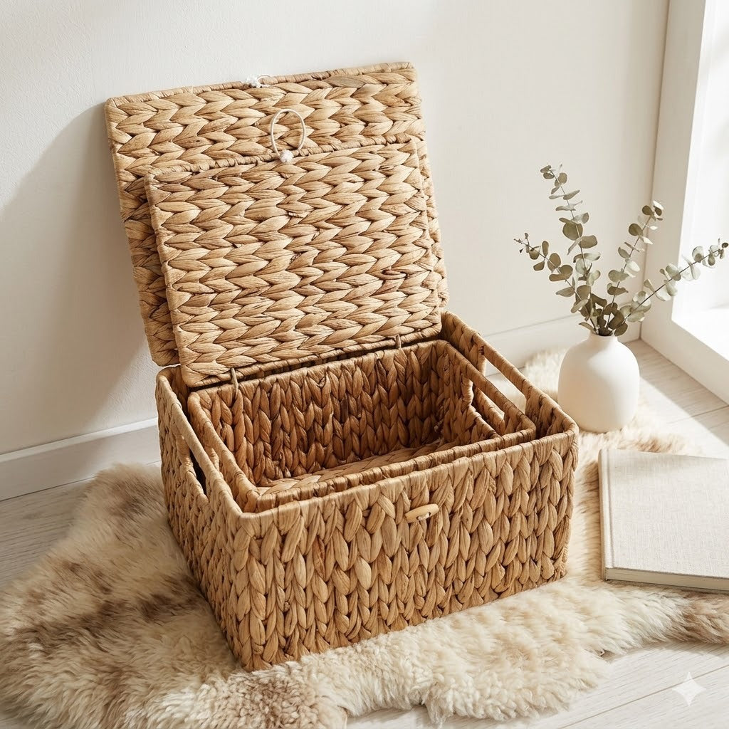Handcrafted Storage Basket made of Natural Materials Without Lid | Kelmera