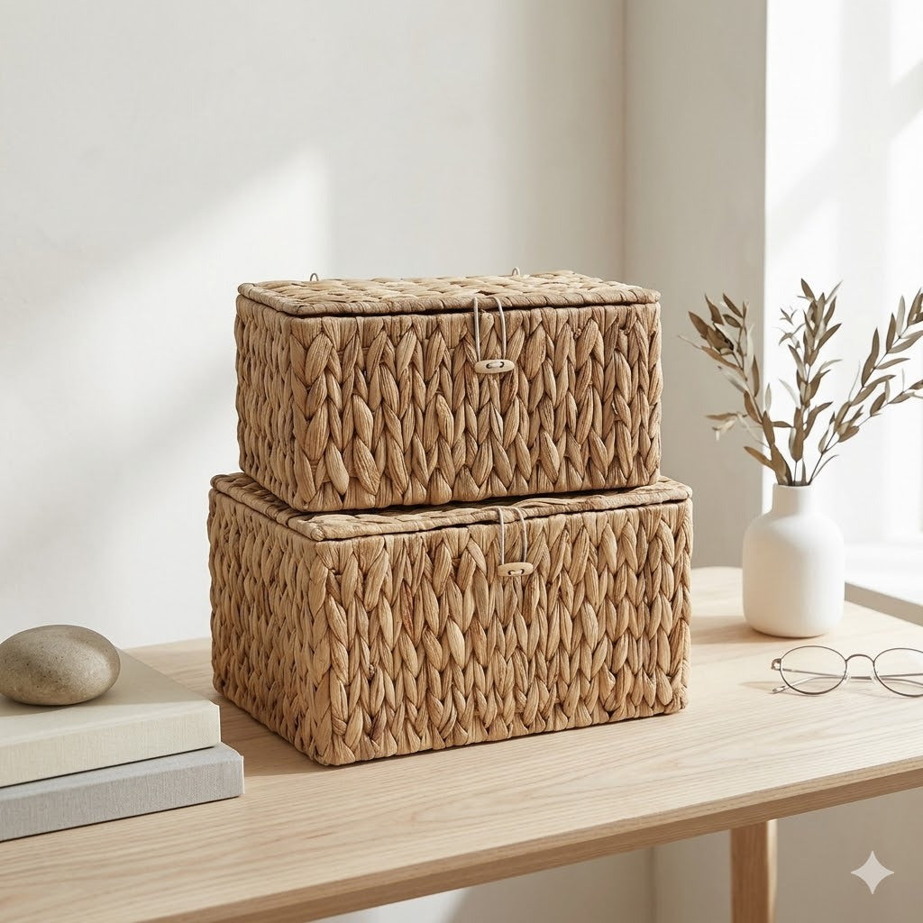 Handcrafted Storage Basket made of Natural Materials Without Lid | Kelmera