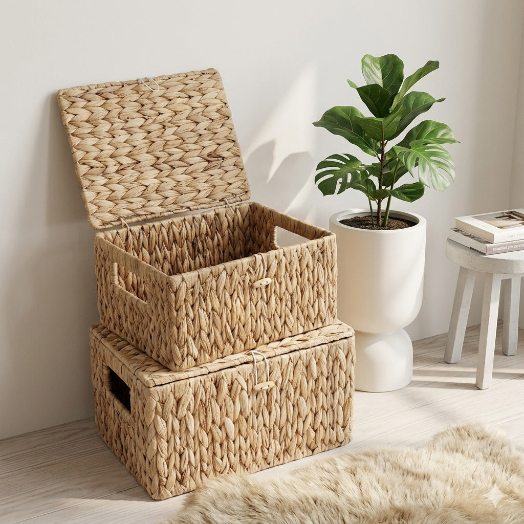 Handcrafted Storage Basket made of Natural Materials Without Lid | Kelmera