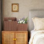 Handcrafted Storage Basket with Curved Edge Woven Natural Fiber Soft Textile | Kelmera