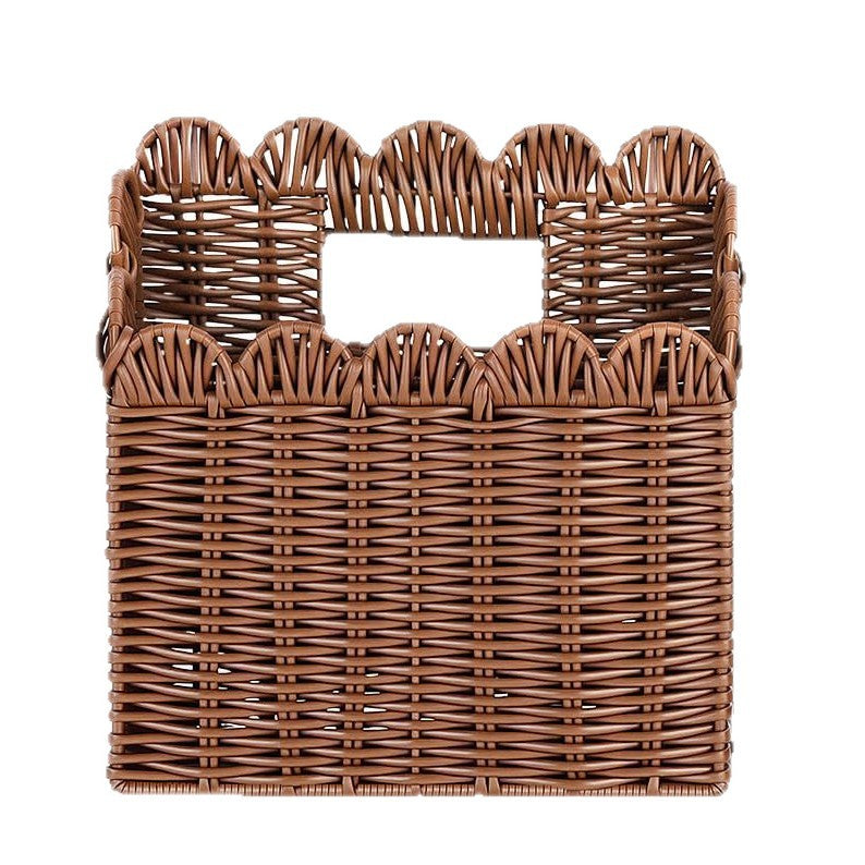 Handcrafted Storage Basket with Curved Edge Woven Natural Fiber Soft Textile | Kelmera