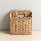 Handcrafted Storage Basket with Curved Edge Woven Natural Fiber Soft Textile | Kelmera