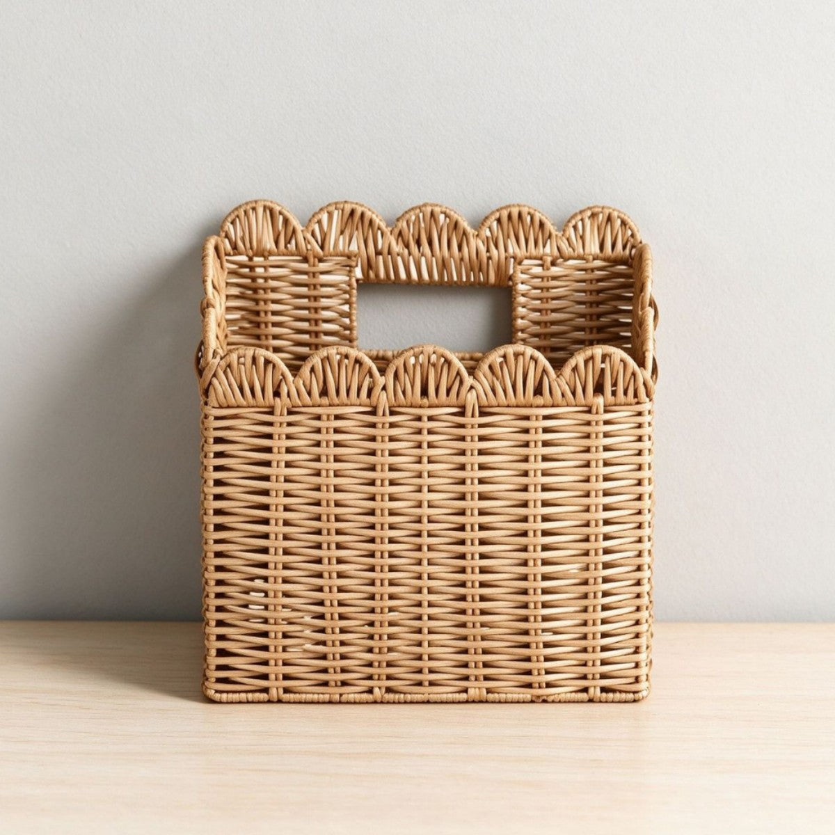 Handcrafted Storage Basket with Curved Edge Woven Natural Fiber Soft Textile | Kelmera
