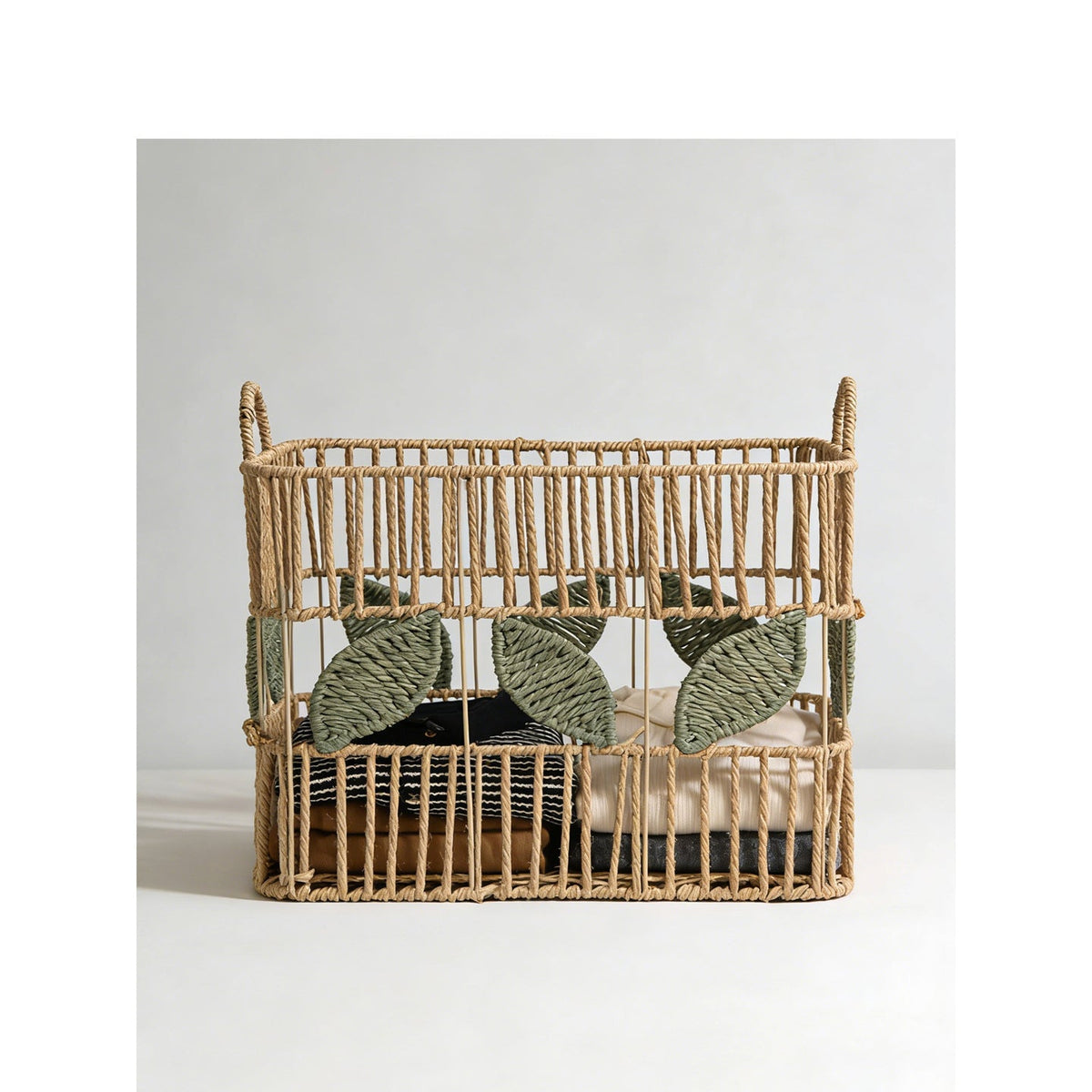 Handcrafted Storage Basket with Leaf Motif | Kelmera