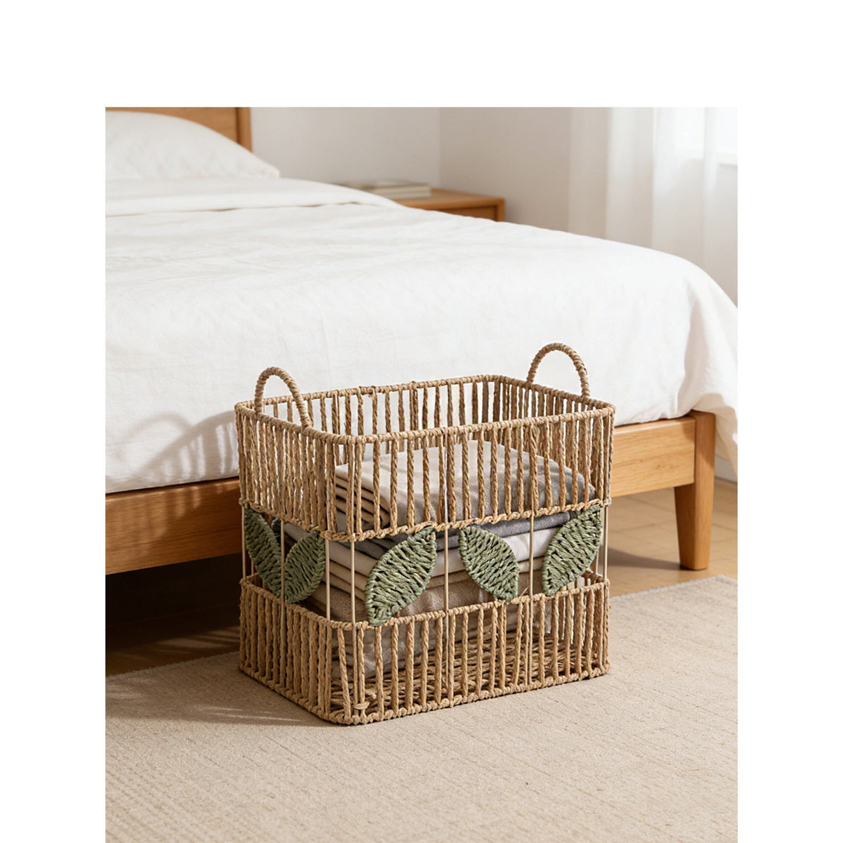 Handcrafted Storage Basket with Leaf Motif | Kelmera