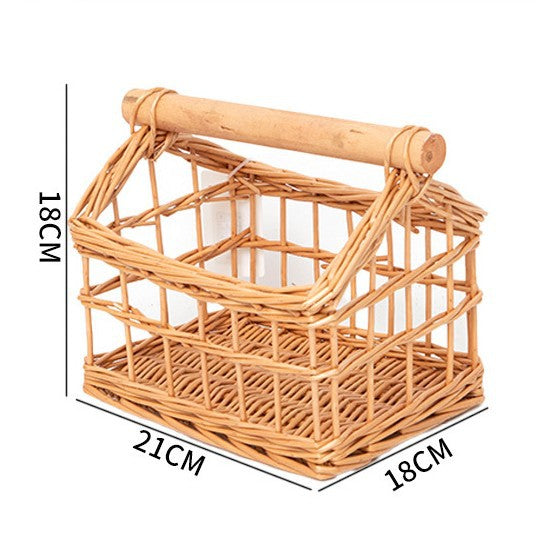 Handcrafted Storage Basket with Wooden Handle | Kelmera