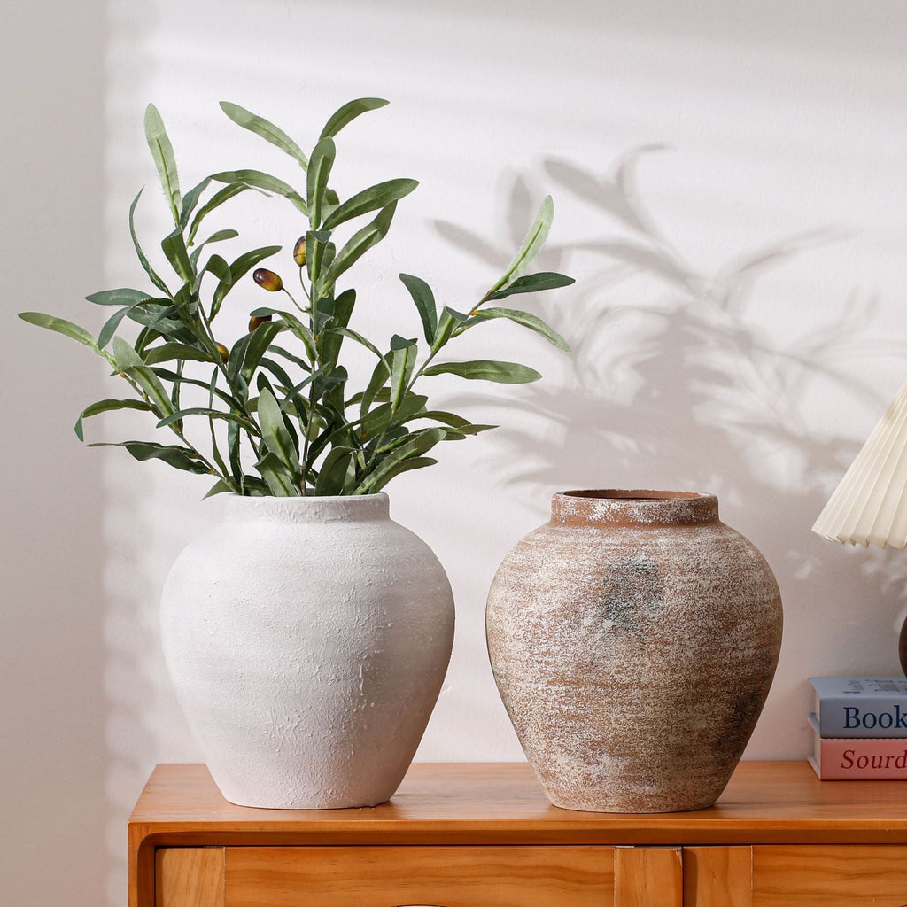 Handcrafted Terracotta Vase Vintage White | Kelmera