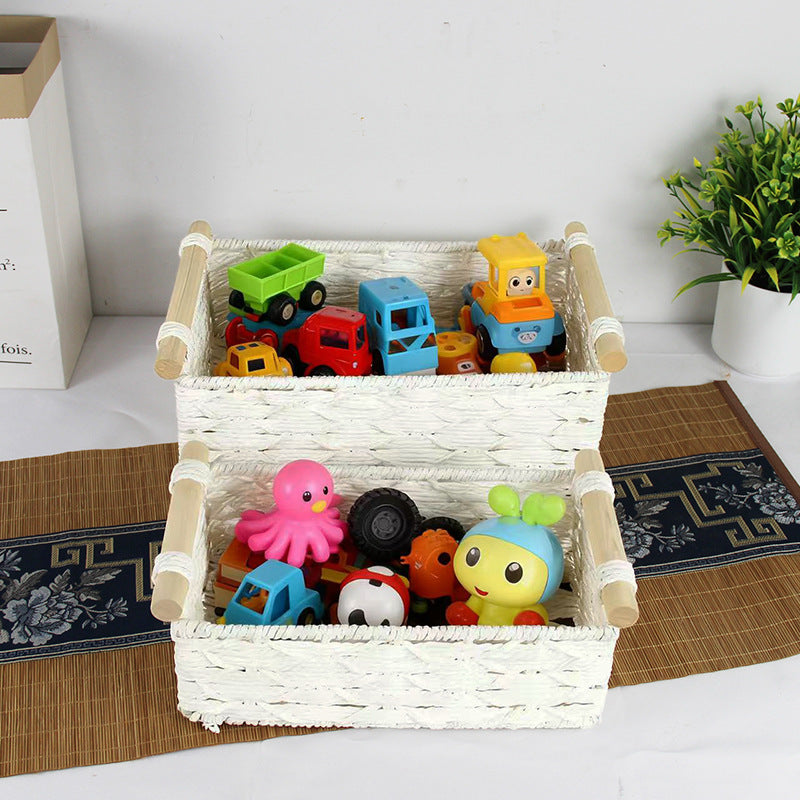 Handcrafted Woven Storage Basket with Wooden Handles | Kelmera