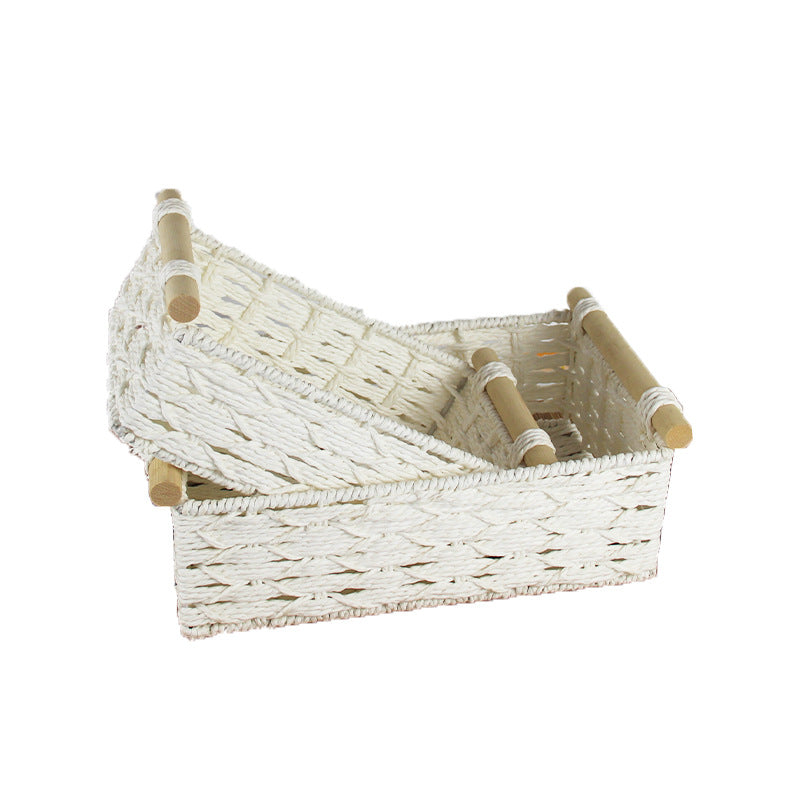Handcrafted Woven Storage Basket with Wooden Handles | Kelmera