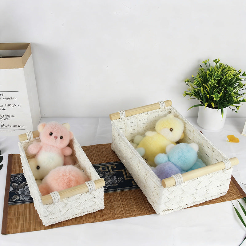 Handcrafted Woven Storage Basket with Wooden Handles | Kelmera