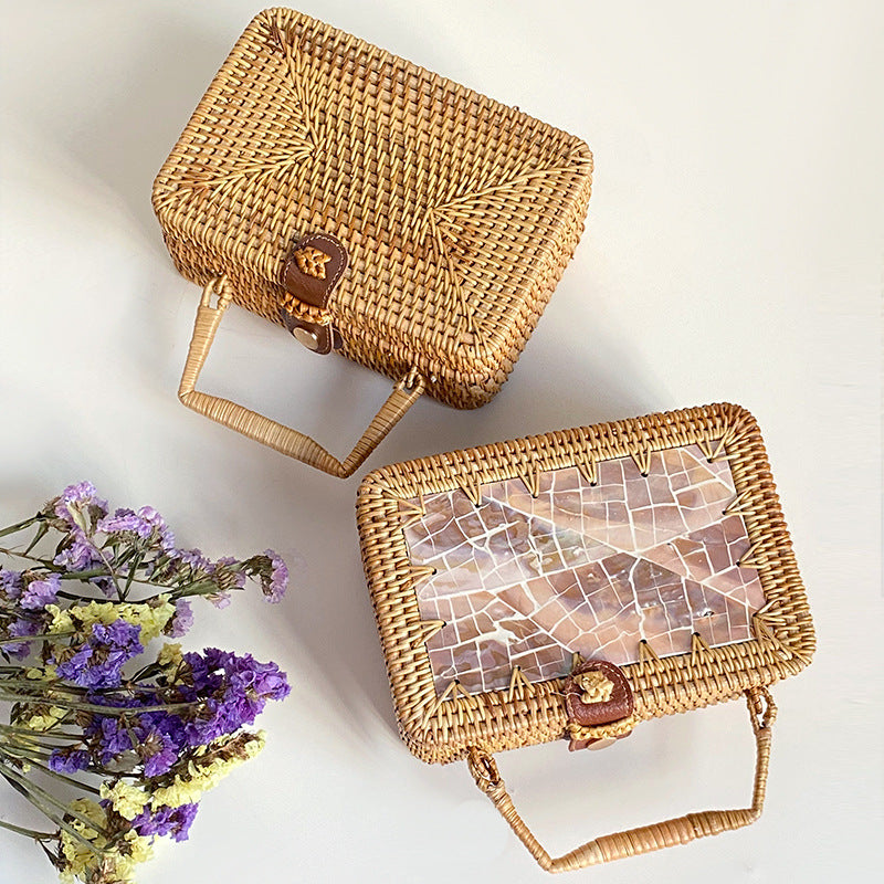 Handwoven Basket Bag Black Blue | Kelmera