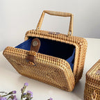 Handwoven Basket Bag Black Blue | Kelmera
