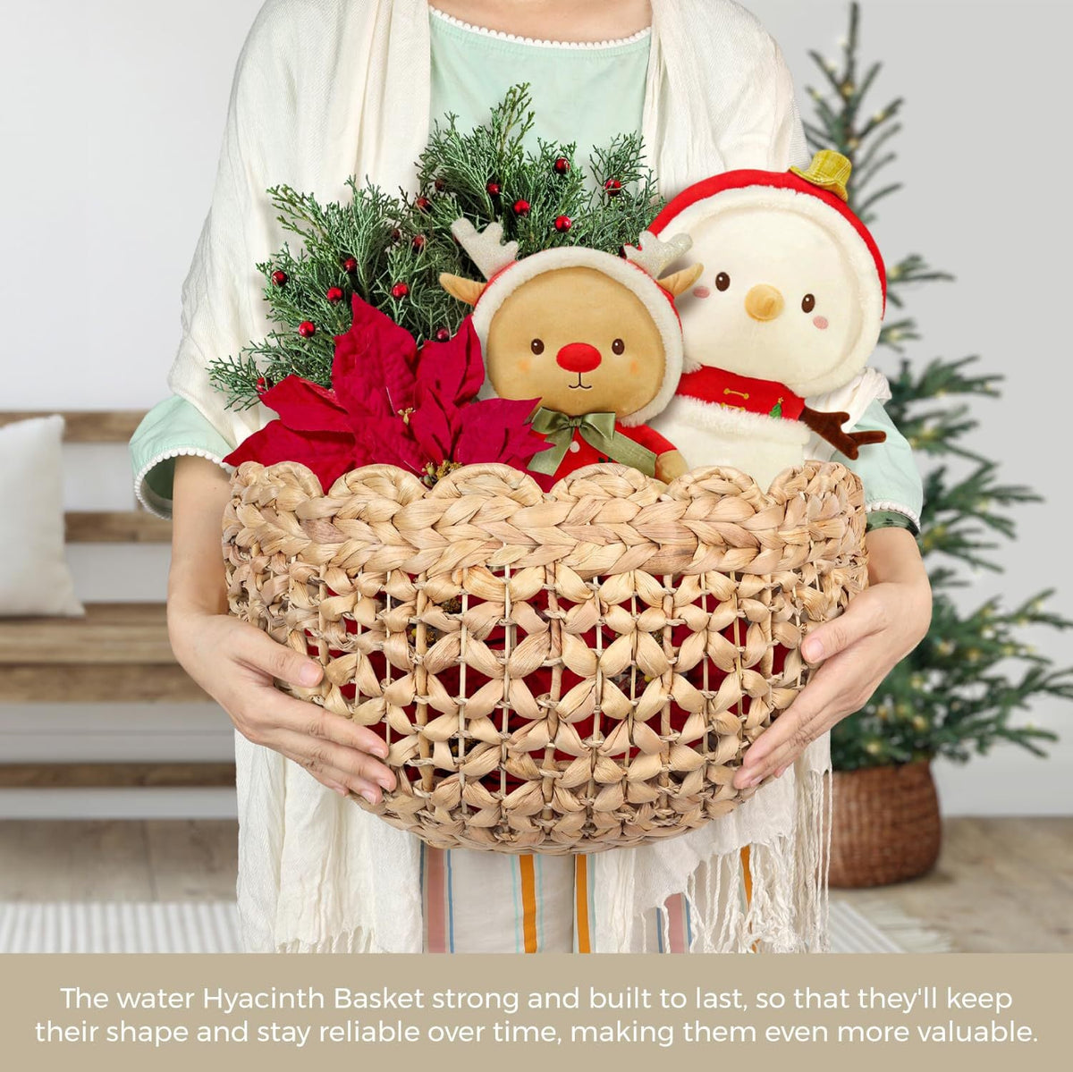 Handwoven Basket Green Beige | Kelmera