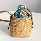 Handwoven Basket with Leather Handle | Kelmera